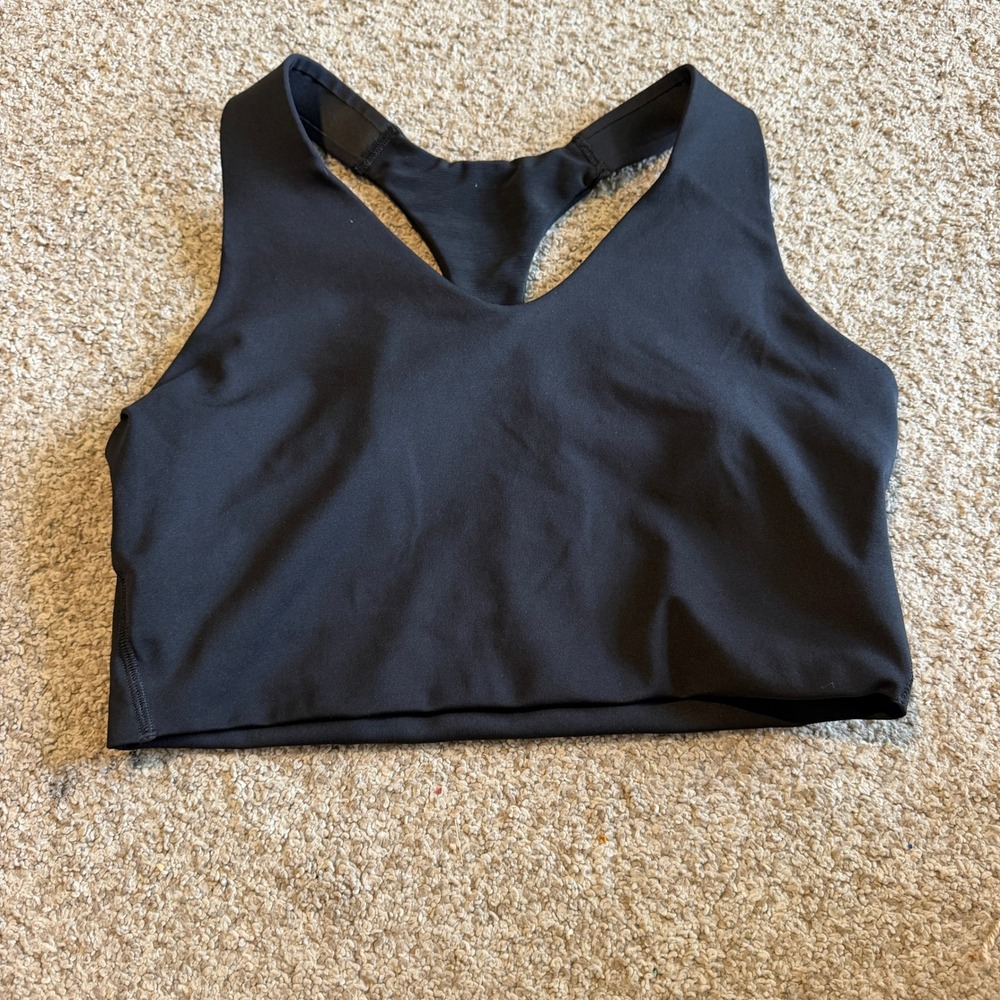 Spanx Size L Sports Bra Black Racerback V-Neck Activewear